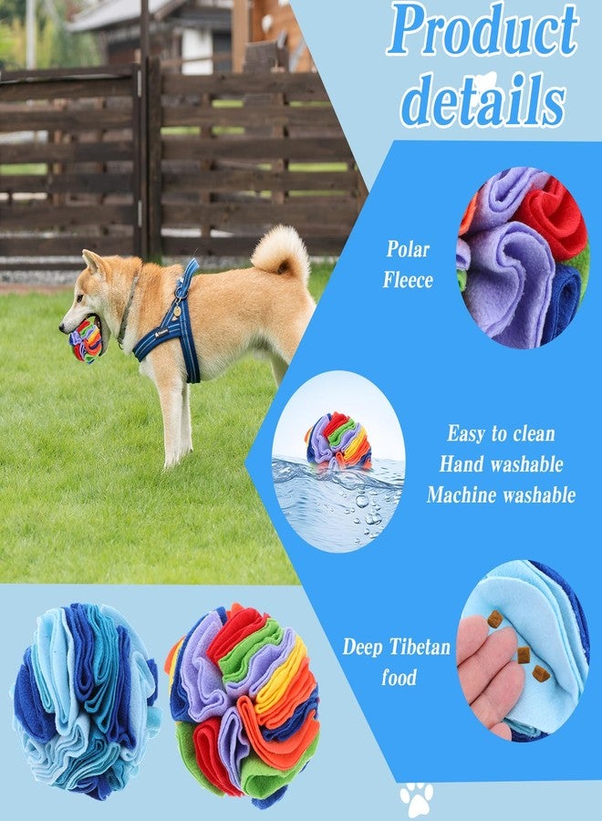 AojSup 2 Packs Snuffle Ball for Dogs - Sniffle Interactive Treat Ball, Stress Relief, Slow Feeder, Puzzle Toy for Small Medium Dogs Cats, Soft Polar Fleece, Rainbow & Ocean Blue, 5.9 Inches - Image 3